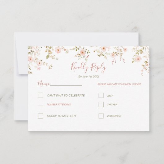 Wilde Rose RSVP Karte (Vorderseite)