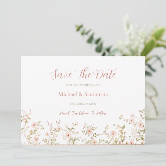 Wilde Rose Save The Date (Stehend Vorderseite)