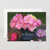 Wilde Rose Save the Date Postkarte (Vorne/Hinten)