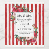 Wilde Rose und farbige Lavafälle Streifen Weinetik Weinetikett (Einzelnes Label)