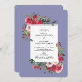 Wilde Rose und persische Violette Einladung (Vorne/Hinten)