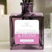 Wilde Rose und pinkfarbenes Reed-Diffusorlabel Quadratischer Aufkleber