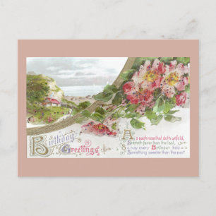 Wilde Rose und Vignette Vintag zum Geburtstag Postkarte