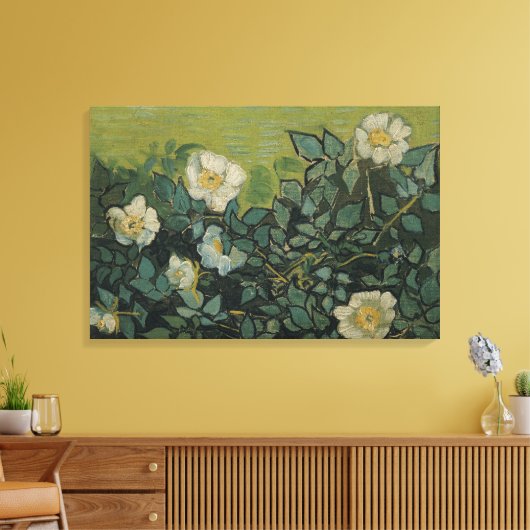 Wilde Rose von Vincent van Gogh Leinwanddruck (Insitu (Wohnzimmer))