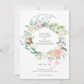 Wilde Rose Wasserfarben Garland Save the Date Kart Einladung (Vorderseite)