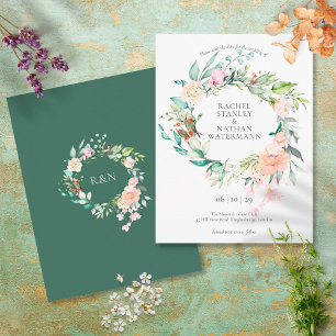 Wilde Rose Wasserfarben Garland Save the Date Postkarte