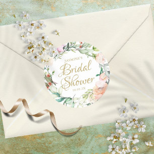 Wilde Rose Watercolor Script Brautparty Gefallen Runder Aufkleber