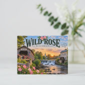 Wilde Rose Wisconsin Postkarte (Stehend Vorderseite)