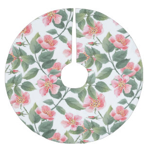 Wilde Rosen Aquarell Blumen Nahtlos Polyester Weihnachtsbaumdecke