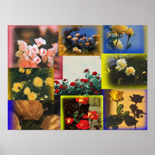 Wilde-Rosen-Collage-Poster Poster (Vorne)
