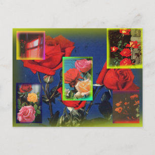 Wilde-Rosen-Collage-Postkarte Postkarte