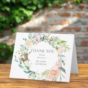 Wilde Rosen Girlande Hochzeit Danke Karte
