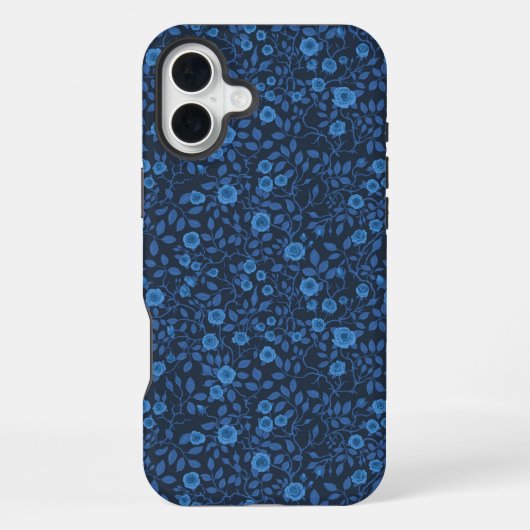 Wilde Rosen in Blau iPhone Hülle (Rückseite)