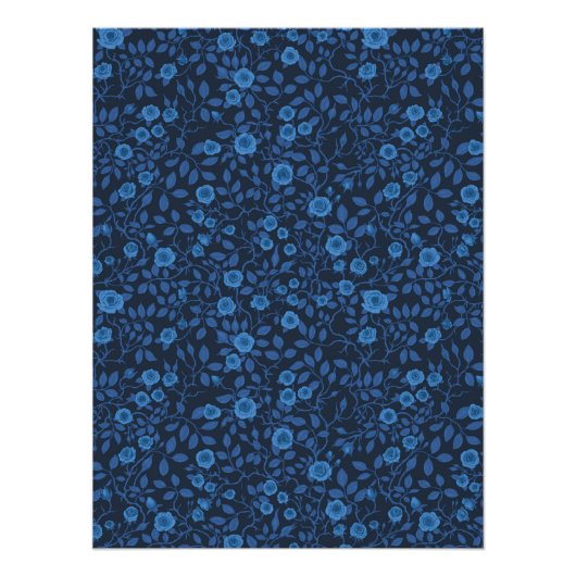 Wilde Rosen in Blau Poster (Vorderseite)