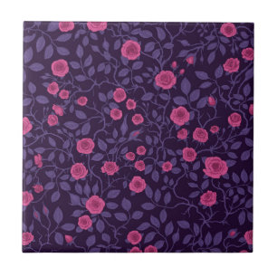 Wilde Rosen in Rosa und Violett Fliese