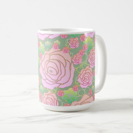 Wilde Rosen Kaffeetasse (VorderseiteRechts)