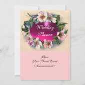 WILDE ROSEN MIT ROSA SCHLEIFE, MONOGRAMM EINLADUNG (Rückseite)