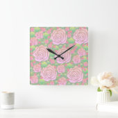 Wilde Rosen Quadratische Wanduhr (Zuhause)