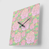 Wilde Rosen Quadratische Wanduhr (Winkel)