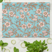 Wilde Rosen und Schmetterlinge /pink/brown/pool Geschirrtuch (Gefaltet)