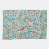 Wilde Rosen und Schmetterlinge /pink/brown/pool Geschirrtuch (Horizontal)