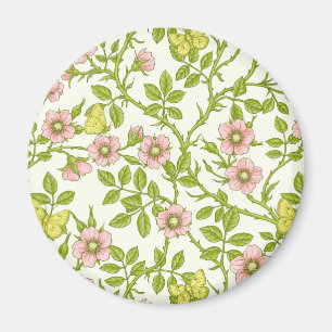 Wilde Rosen und Schmetterlinge /rosa/blassgrün/gel Magnet