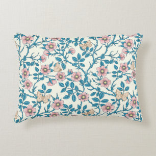Wilde Rosen und Schmetterlinge /rosa/blau/weiß Dekokissen