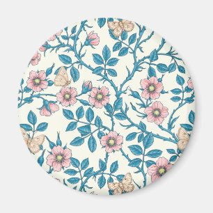 Wilde Rosen und Schmetterlinge /rosa/blau/weiß Magnet