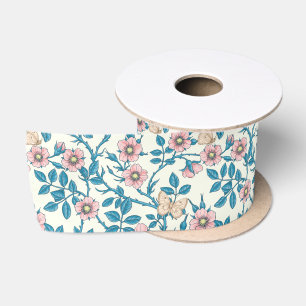 Wilde Rosen und Schmetterlinge /rosa/blau/weißlich Satinband