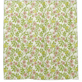 Wilde Rosen und Schmetterlinge /rosa/hellgrün/gelb Duschvorhang (Vorderseite)