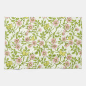 Wilde Rosen und Schmetterlinge /rosa/hellgrün/gelb Geschirrtuch (Horizontal)