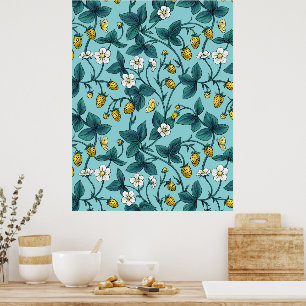 Wilde Rosen und Schmetterlinge /rosa/hellgrün/gelb Poster