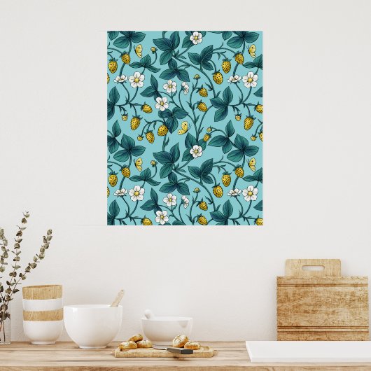 Wilde Rosen und Schmetterlinge /rosa/hellgrün/gelb Poster (Küche)