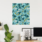 Wilde Rosen und Schmetterlinge /rosa/hellgrün/gelb Poster (Heimbüro)