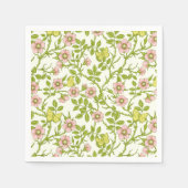 Wilde Rosen und Schmetterlinge /rosa/hellgrün/gelb Serviette (Vorderseite)
