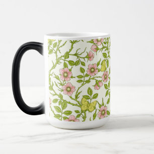 Wilde Rosen und Schmetterlinge /rosa/hellgrün/gelb Verwandlungstasse