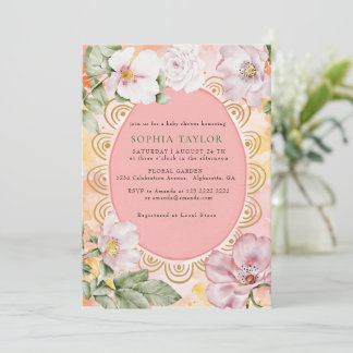 Wilde Rosen Vintage Pastellrahmen Baby Shower Einladung