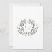 Wilde Rosenranken-Sage-Monogramm-Wappen-Hochzeit Einladung (Rückseite)