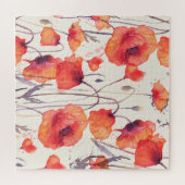 Wilde rote Mohnblumen, Wasserfarbenmuster Puzzle (Horizontal)