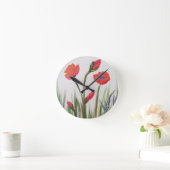 Wilde Rote Mohnuhr Runde Wanduhr (Zuhause)