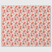 Wilde rote Pflaumen, Aquarellmuster Geschenkpapier (Flach)