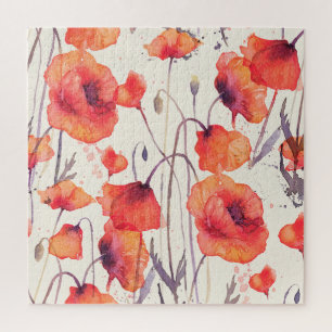 Wilde rote Pflaumen, Aquarellmuster Puzzle