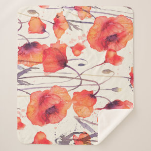 Wilde rote Pflaumen, Aquarellmuster Sherpadecke
