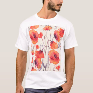 Wilde rote Pflaumen, Aquarellmuster T-Shirt