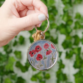 Wilde rote Poppies Premium Key Ring Schlüsselanhänger (Hand)