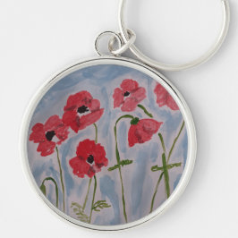 Wilde rote Poppies Premium Key Ring Schlüsselanhänger