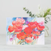 Wilde rote Poppies Wasserfarbe Einladung (Stehend Vorderseite)