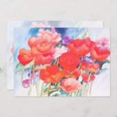 Wilde rote Poppies Wasserfarbe Einladung (Vorne/Hinten)