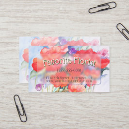 Wilde rote Poppies Wasserfarbe Visitenkarte