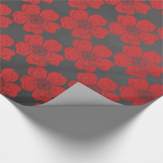 Wilde Rote Rosen Chalkboard Geschenkpapier (Ecke)